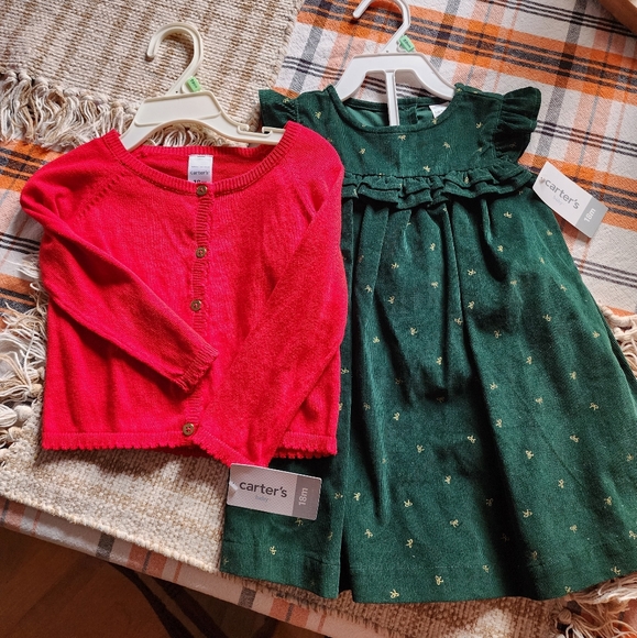 Baby Girl 18m Christmas Dress & Sweater - Picture 1 of 3